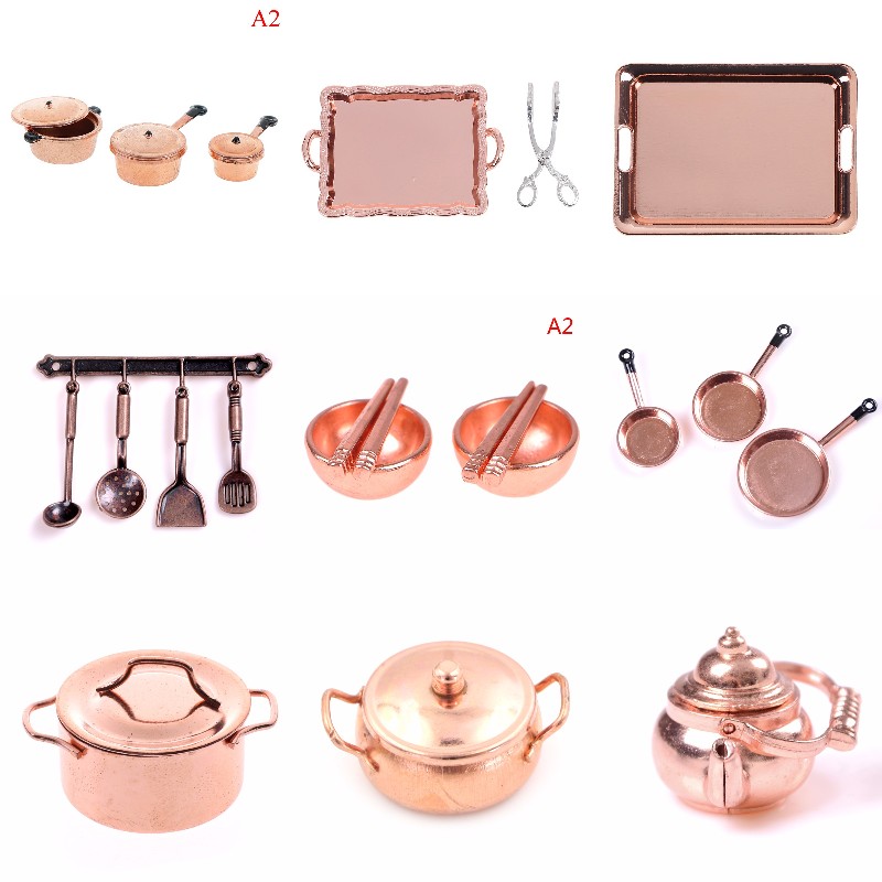 Kitchen Gadgets Gold - Maßstab 1:12 Puppenhaus Miniatur Rose Gold