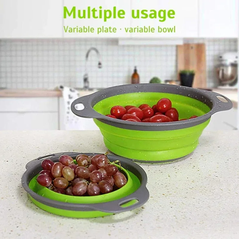 Kitchen Gadgets Organizer - 1 Stück faltbarer Siebkorb aus Silikon,