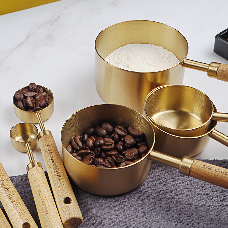 4/8 stücke Holz Gold Messbeche – Kitchen Gadgets Gold Bewertung und Preis